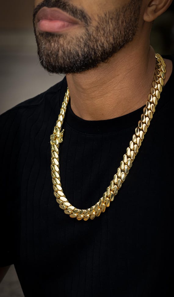 18mm Cuban Link chain -14k gold cuban chain -unisex -hip hop -cubana big chain-heavy weight-premium quality-solid -gift for him-