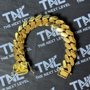 14k Gold Plated Miami Cuban Link Bracelet for Men – 18mm Wide, Heavyweight, Hip Hop Chain Bracelet – Men&#39;s Gold Jewelry Gift