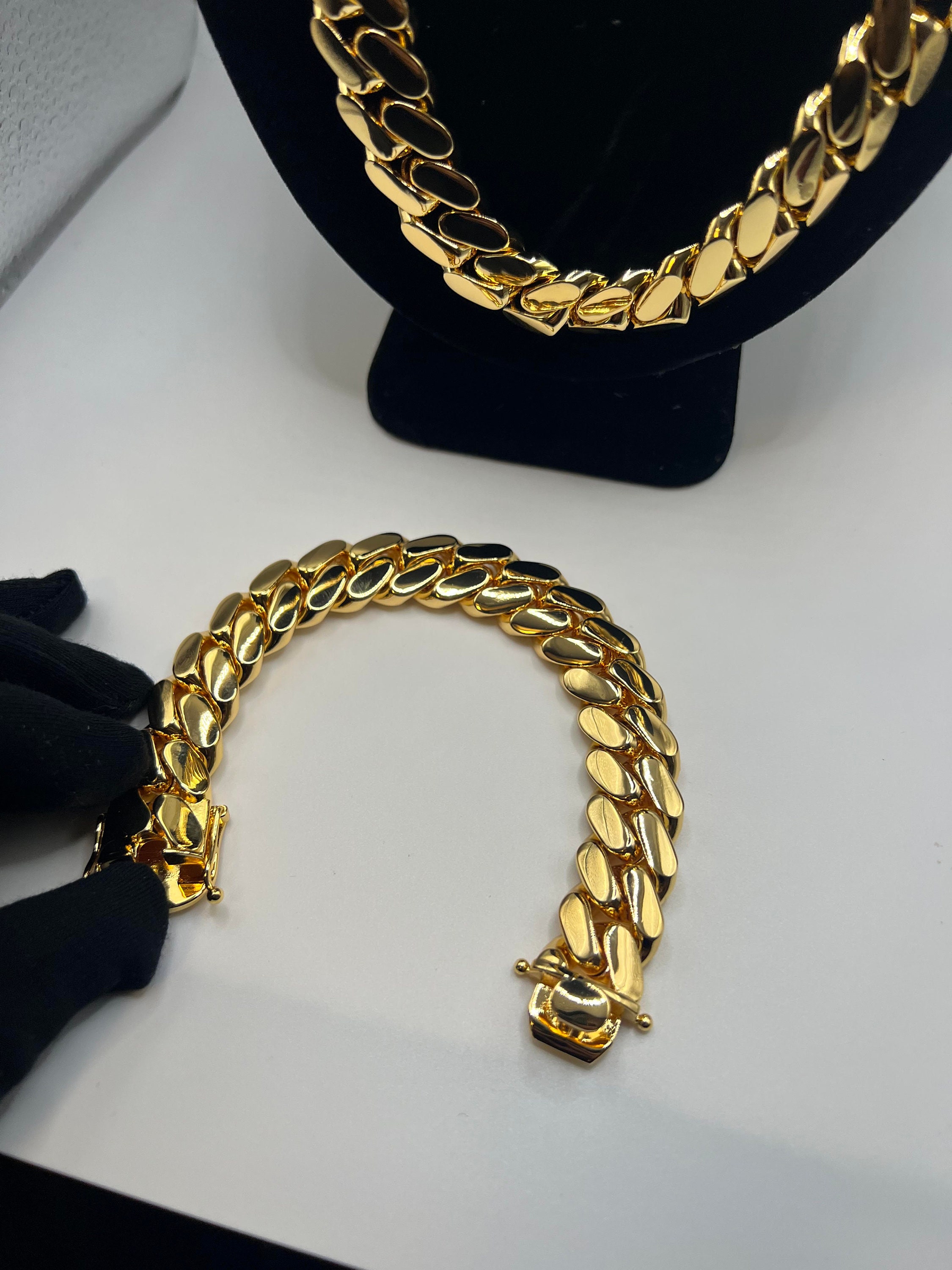 18mm Miami Cuban Link Chain and Bracelet Combo: Premium Solid - Etsy