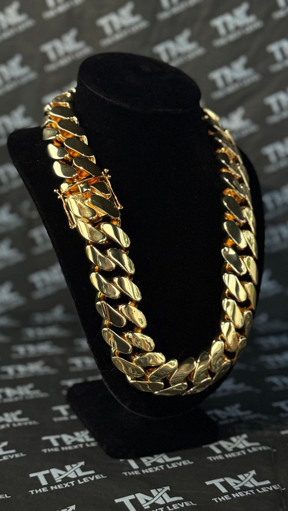 Catena Oro Placcato 14K Collana Catena Cubana Uomo Placcata Oro 14K – Maglia 6 Mm, Lunghezza 26", Con Serratura Di Sicurezza Collana Hip Hop Uomo - Foto 3