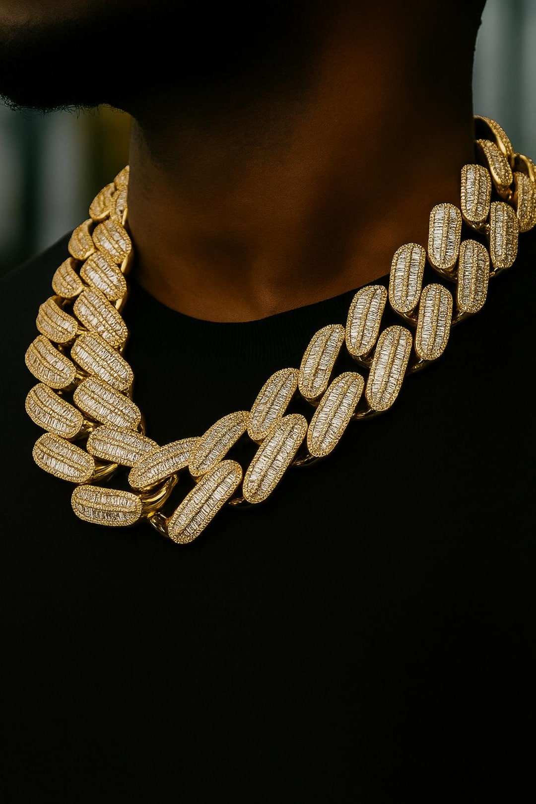 glitter Iced Out Cuban Link Necklace 極美品 Iced Out Necklace-cz Stones Diamond Necklace 18k Gold Plated