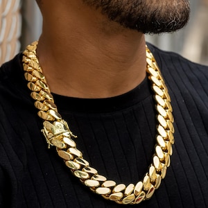 22mm Cuban Link Chain Gold Plated 14k Gold Heavy Solid Big Chain Brass-affordable Half Kilo Chain- Necklace Unisex Chunky Chain- Miami link