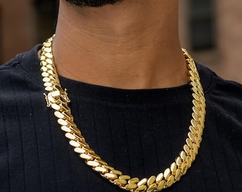 18 mm kubanische Gold-Gliederkette für Herren | Miami-Stil Halskette | Hip Hop Schmuck | 20 22 24-Zoll-Geschenk für Ihn
