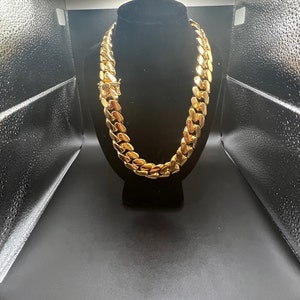 18K Gold Plated Stainless Steel 316L Beveled Cuban Chains Necklaces 3, 4,  5, 6, 7, 8, 9, 10mm Thickness 14 to 36 Inches Length 