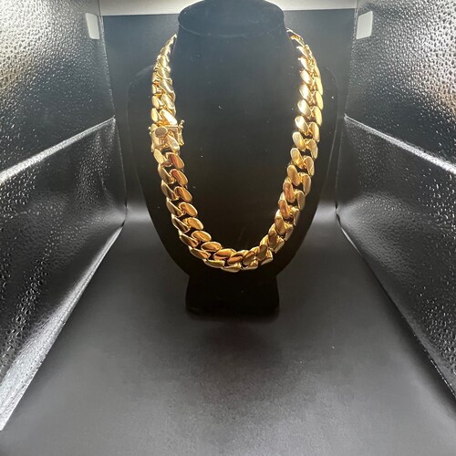 20mm Cuban Link Chain 18k Gold Plated diamond cz Stones485 Etsy