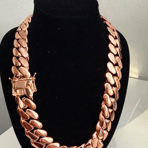 Rose Gold Cuban Link Chain 22mm, Iced Out Necklace Gift for Him