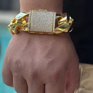 30mm Miami Cuban Link Bracelet: Heavy 14k Gold Plated Statement Jewelry
