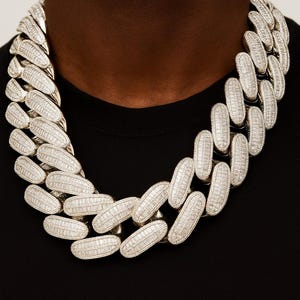 Iced Out Cuban Chain Necklace – 18k Gold Plated, 42mm Wide, CZ Diamond Bling Necklace for Men, Hip Hop Jewelry, Statement Chain