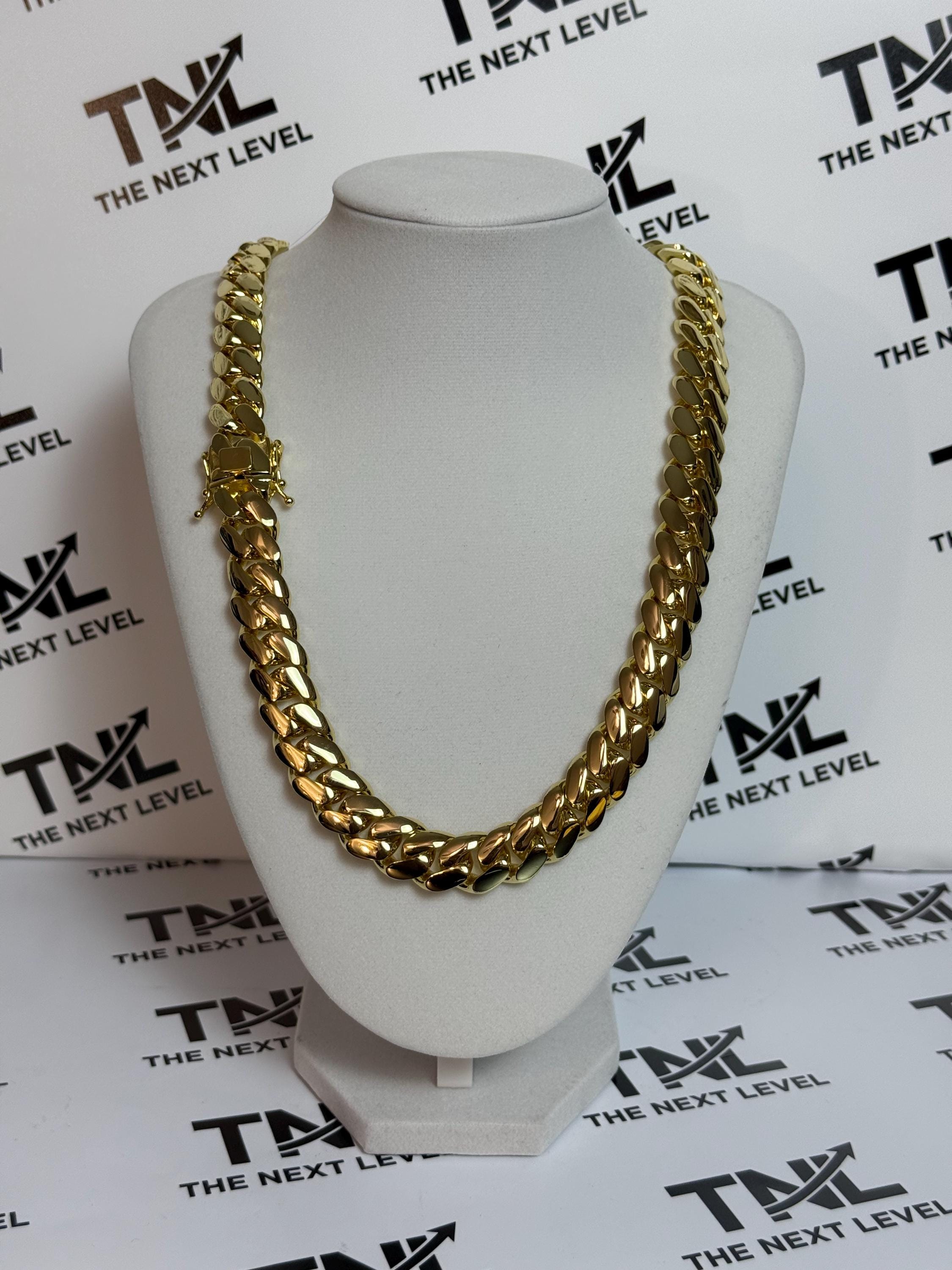 15mm Gold Cuban Link Chain Necklace for Men | Miami Cuban Link