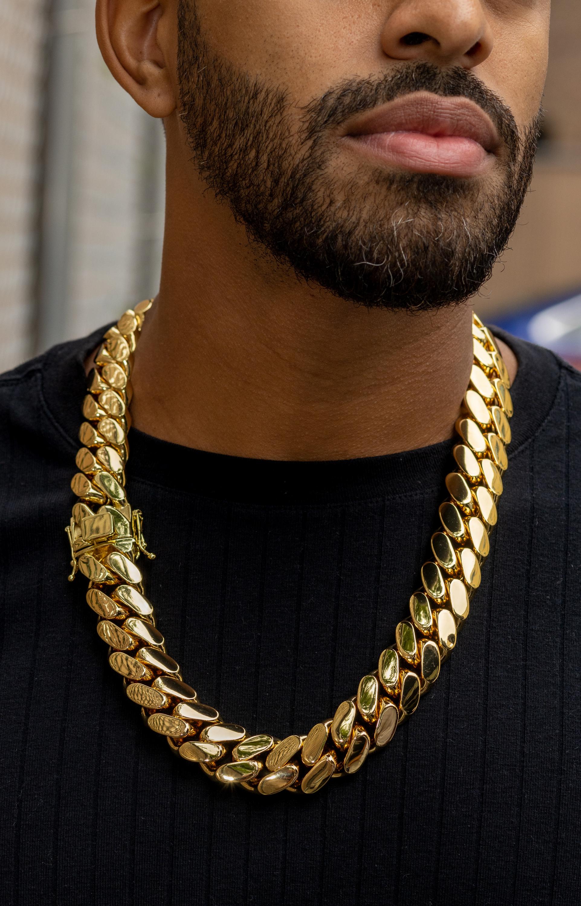 22mm Gold Cuban Link Chain Necklace | Heavy Miami Hip Hop Chain
