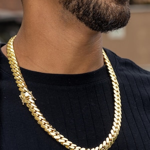 Miami cuban Link chain -Handmade Jewelry for Men | Gift for Birthday, Father’s Day, or Anniversary | unisex|  12mm Gold Cuban Link Chain 14k