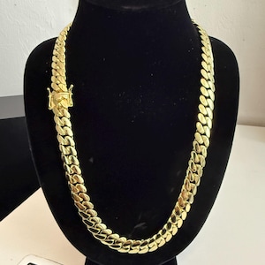 12 mm guld kubansk länkkedja för män | Kubanskt Miami-halsband för vardagsbruk | Present till honom