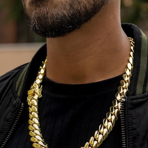 Cuban Link Chain-14k Gold Plated 18mm-Chain-Unisex Heavy Weight Premium Quality Box Lock Chunky Chain-Cuban Necklace for Men & Women