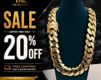 35mm Cuban Link Chain Necklace – 32 Inch Heavyweight Hip Hop Jewelry – Statement Chain for Men – Chain-gold plated