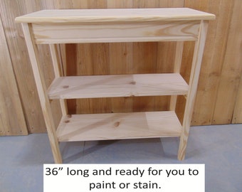 Unfinished Console Table with Shelves