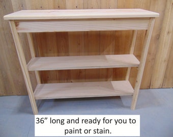 Unfinished Console Table: Entryway Hall Table with Shelves