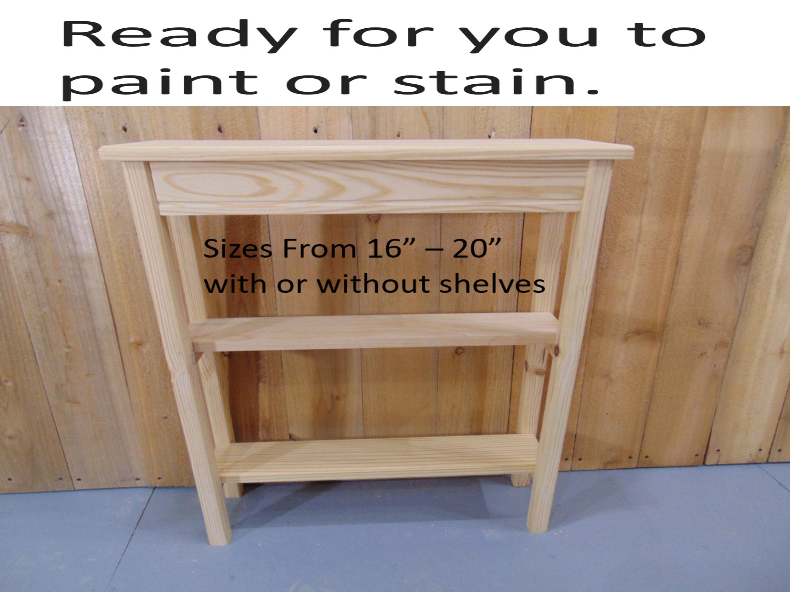 Unfinished Hall Table: Narrow Entry Console, 16-20" Wide (PDF ...