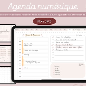 Agenda numérique non daté annuel en français édition rose planner iPad tablette agenda digital étudiant Goodnotes Notability Noteshelf image 1