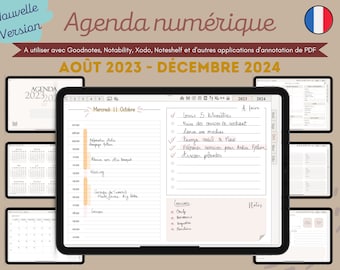 Agenda numérique daté 2023-2024 en français édition neutre planner iPad tablette agenda digital étudiant Goodnotes Notability Noteshelf
