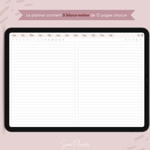 Agenda numérique non daté annuel en français édition rose planner iPad tablette agenda digital étudiant Goodnotes Notability Noteshelf image 5