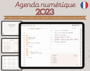 Agenda numérique daté 2023 en français édition neutre planner iPad tablette agenda digital étudiant Goodnotes Notability Noteshelf