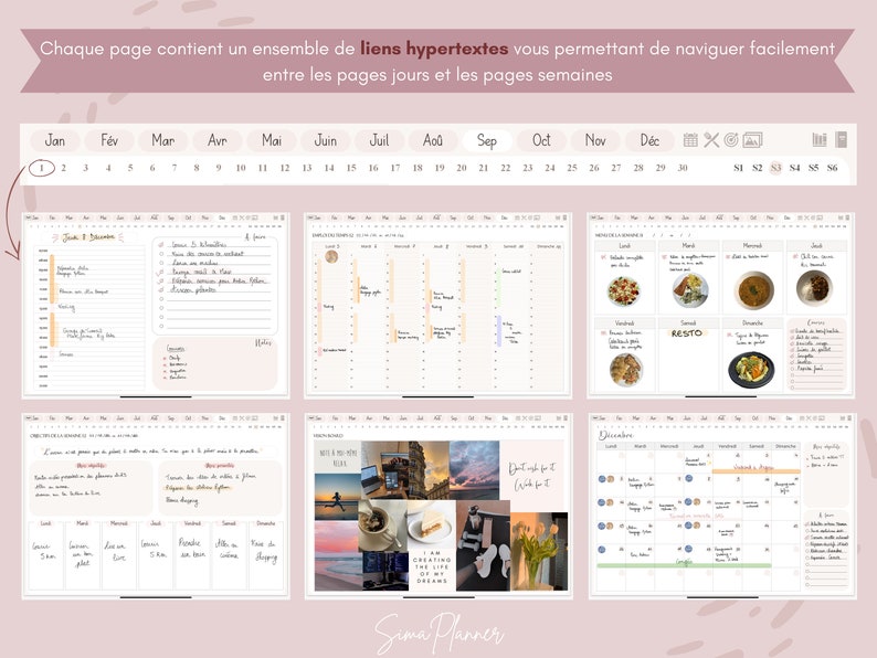 Agenda numérique non daté annuel en français édition rose planner iPad tablette agenda digital étudiant Goodnotes Notability Noteshelf image 4