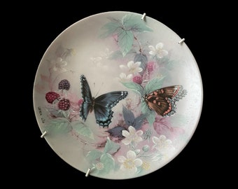 Vintage Lena Liu Plate &quot;Red-Spotted Purples&quot;, 1988, Wall Plate, Decorative Plate, Ltd Edition Collectible Plate, Floral Plate