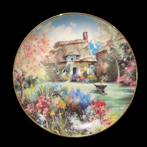 Vintage Collector Plate "The Chaplain's Garden" by Marty Bell from the English Country Cottages Plate Collection, 1991