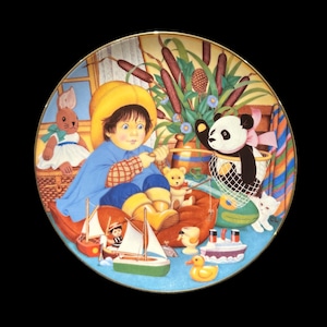 Vintage Carol Lawson Collector Plate &quot;Little Fisherman&quot;, Limited Edition, Porcelain Plate, Decorative Plate, Kids Plate, The Franklin Mint
