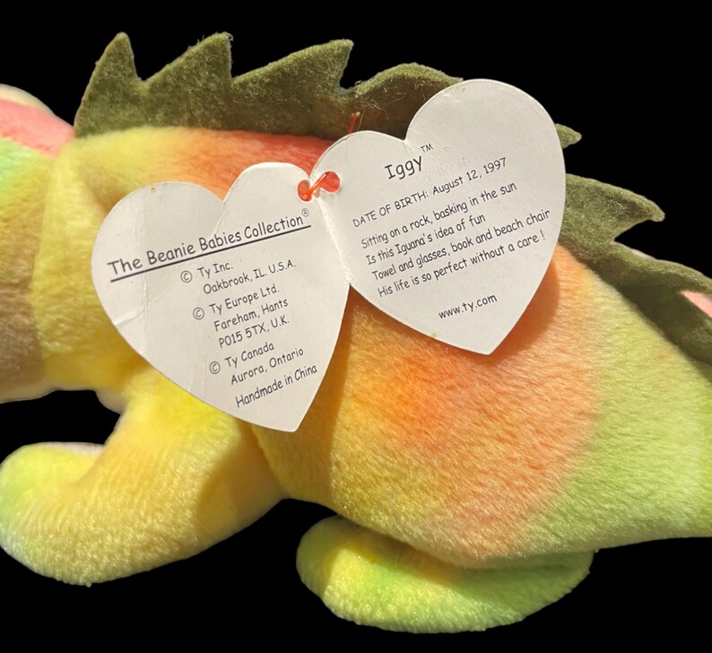 Rare Vintage Iggy Beanie Baby With Errors Iggy the Iguana With Tag