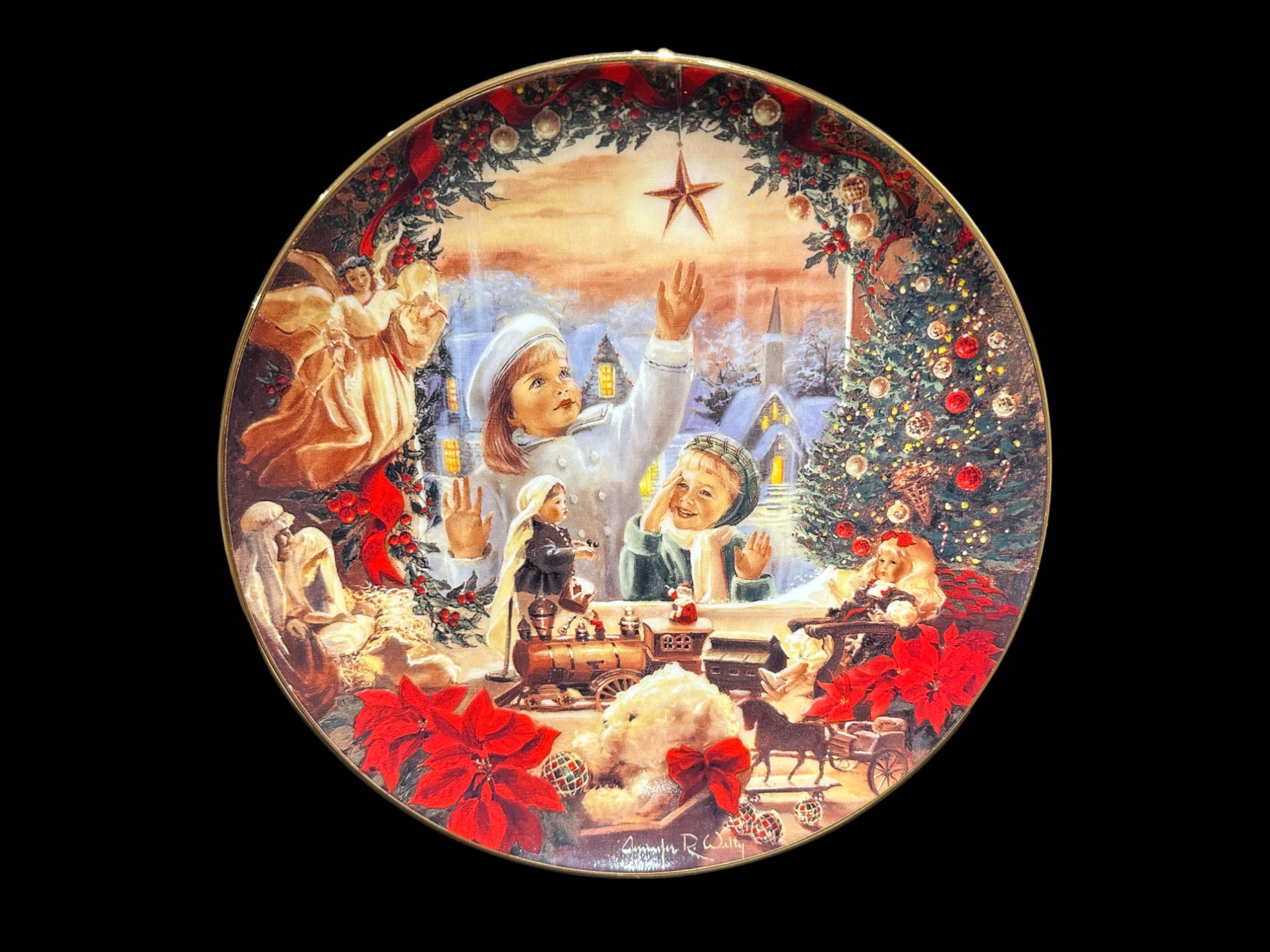 Vintage 1997 Porcelain Collector Plate "A Christmas Wish", Limited Edition Collectible Plate Bradford Exchange, Christmas Decorative Plate