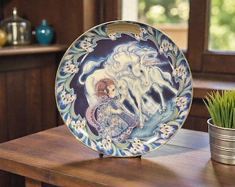 アンティーク雑貨 1993   Plate Vintage Unicorn Plate, 1993 Danbury Mint Magical Moment Ken Barr