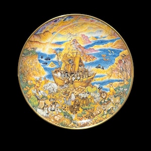 Vintage Collector Plate &quot;Two by Two&quot; by Bill Bell, Franklin Mint Fine Porcelain Decorative Plate, Wall Plate, Noah&#39;s Ark Plate, Collectible