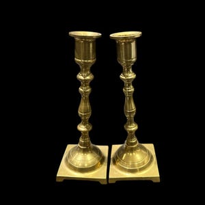 Vintage Pair of Solid Brass Candlesticks, Antique Brass Candlestick Holder 8 inches Tall, Candle Holder, Collectible candlesticks