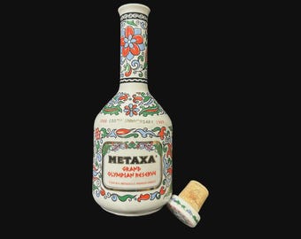 Vintage Metaxa 100th Anniversary Porcelain Bottle: Grand Olympian