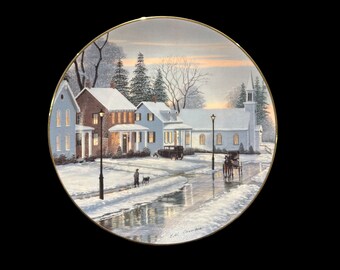 Vintage 'Winter's Warm Glow' Collector Plate by Bill Saunders (8 1/4")