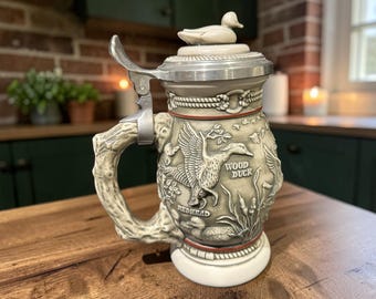 Vintage 1988 Avon Northern Wilderness Duck Beer Stein - Handcrafted Brazil Stoneware