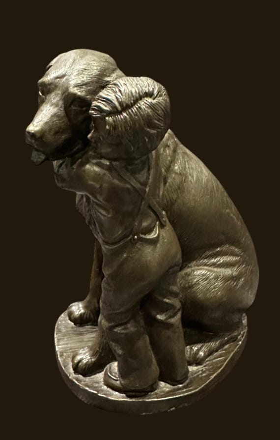 子供と犬のブロンズ彫刻 古銅製 重約1300克 子供と犬のブロンズ彫刻 古銅製 重約1300克 屋外装飾用金属動物馬像