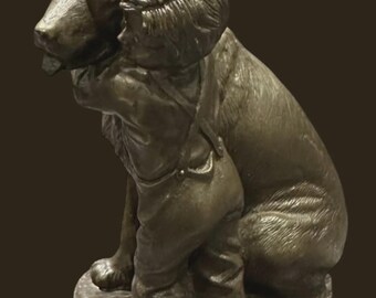 ヴィンテージ・ヘレディティーズ社製ブロンズ彫刻「犬を抱きしめる少年