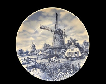 Vintage Delft Blue Holland Windmill Plate, Ter Steege BV Delft Blauw, Vintage Plate, Collector Plate, Decorative Plate, Dutch Wall Plate