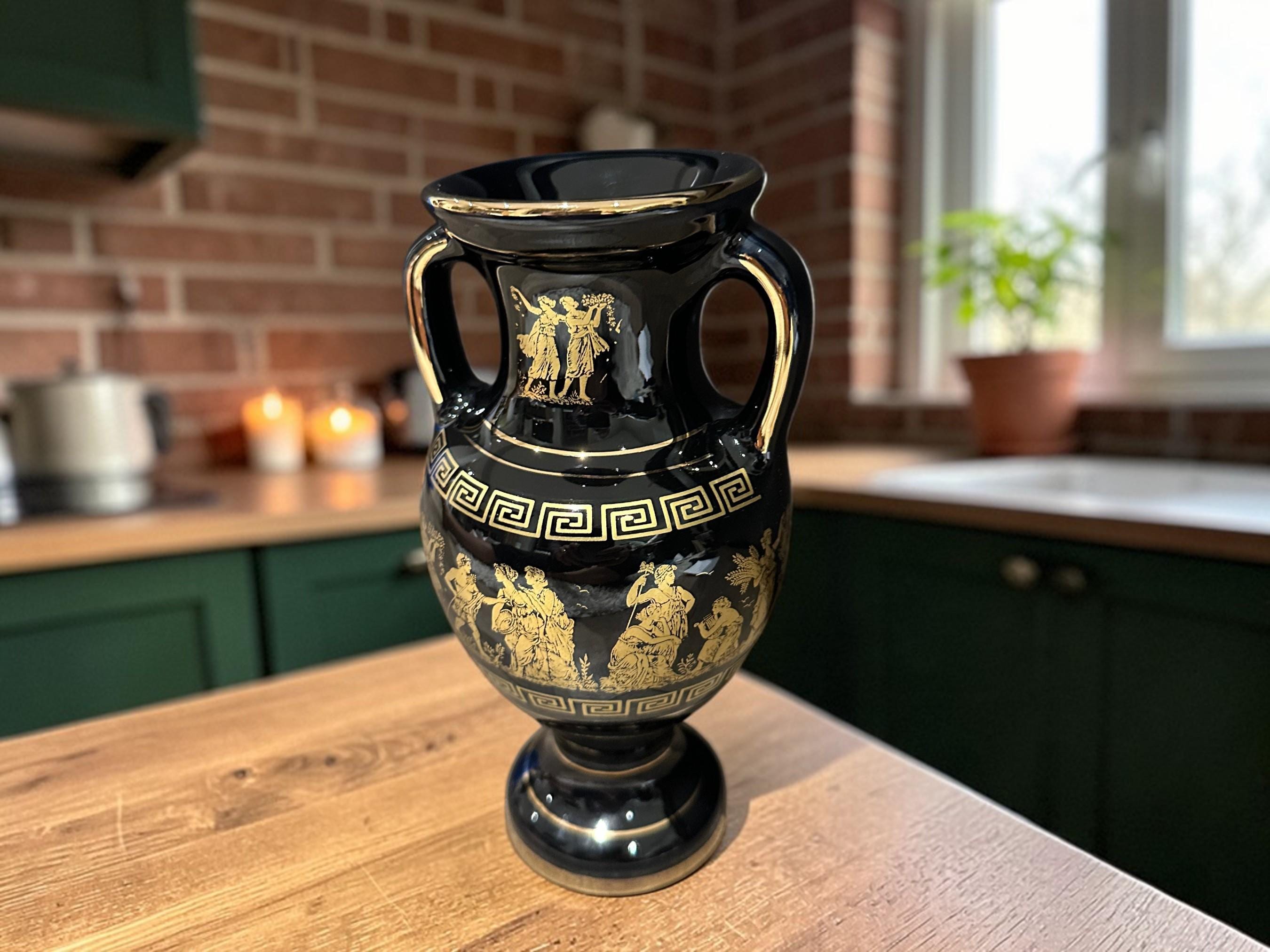 ギリシャ製 陶器 花瓶 24K希少品 hand made in creece Hand Made in Greece 24k Gold Vase - Etsy
