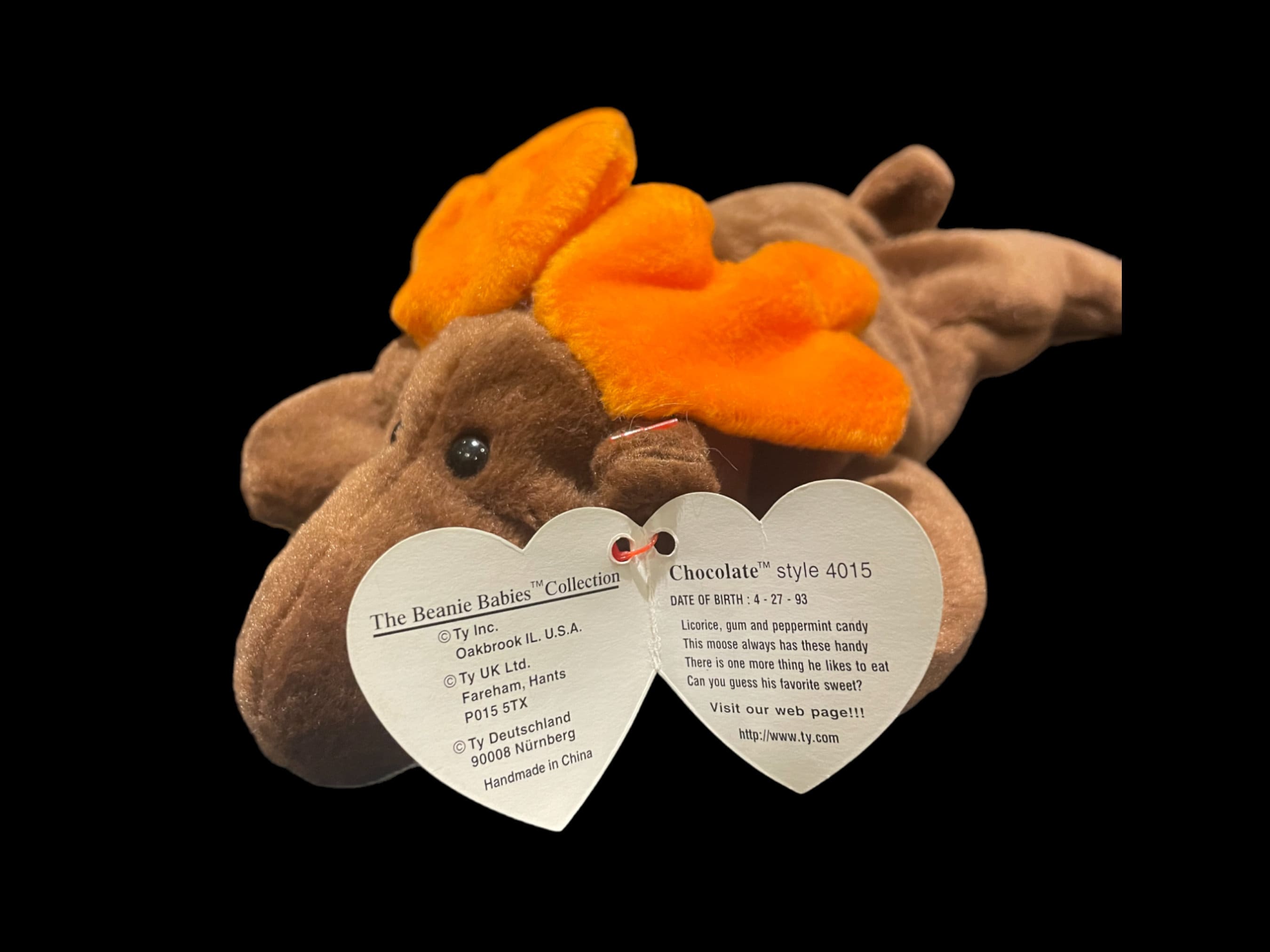 Vintage Ty Beanie Baby Chocolate the Moose: Original Nine
