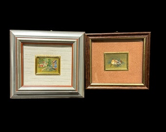 Vintage Italian 23K Gold Chromolithograph Mini Paintings