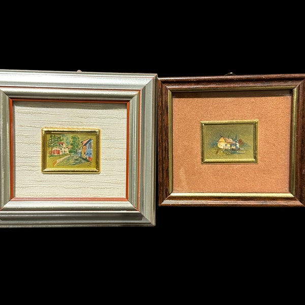 Vintage Creazioni Artistiche Italy Serie Oro Mini Paintings, Artistic Chromolithograph Made with Hand Press on 23K Gold Sheet, Ltd Edition