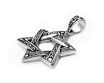 Garni 925 Handcrafted Sterling Silver Men's Star of David David Pendant