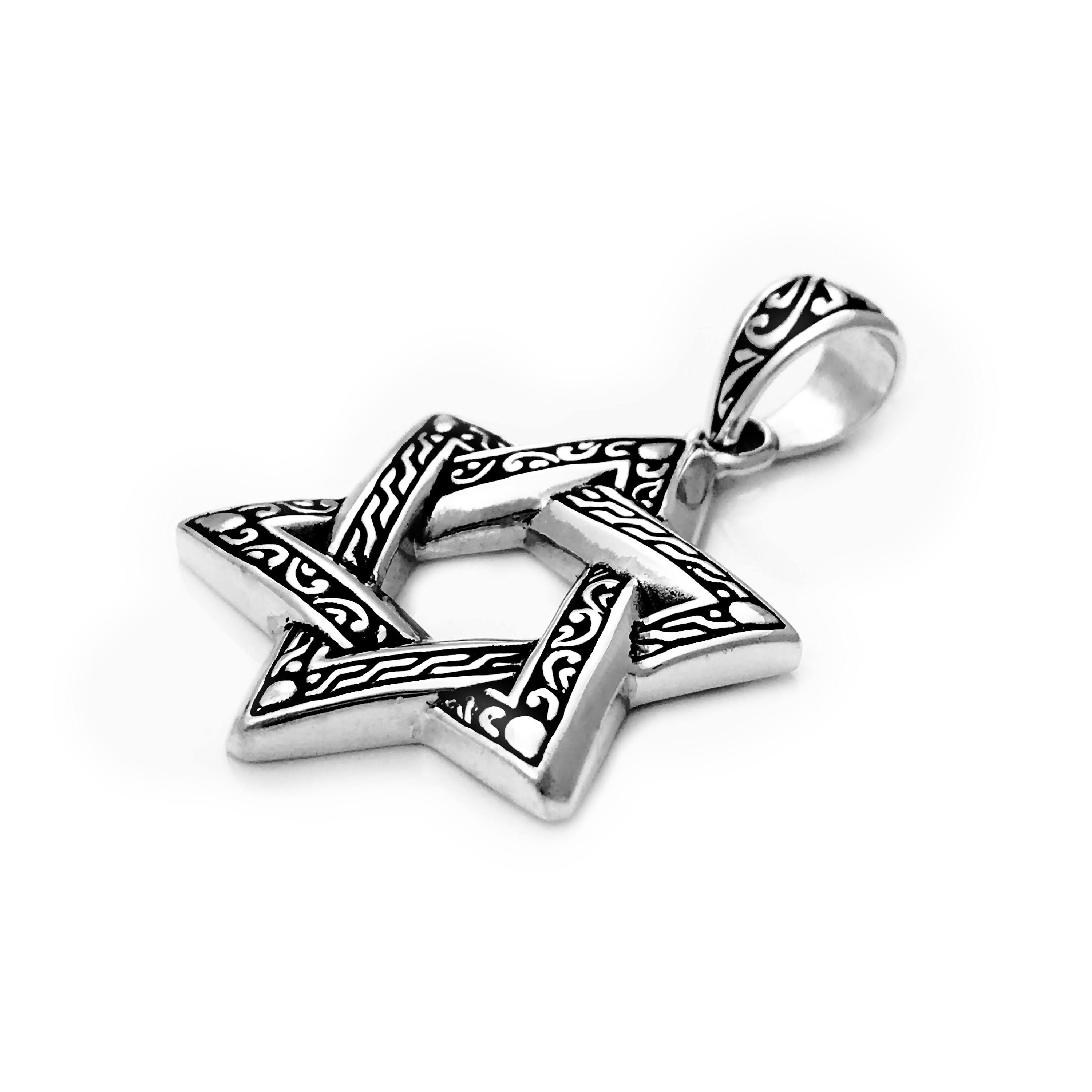 Garni 925 Handcrafted Sterling Silver Men's Star of David David Pendant