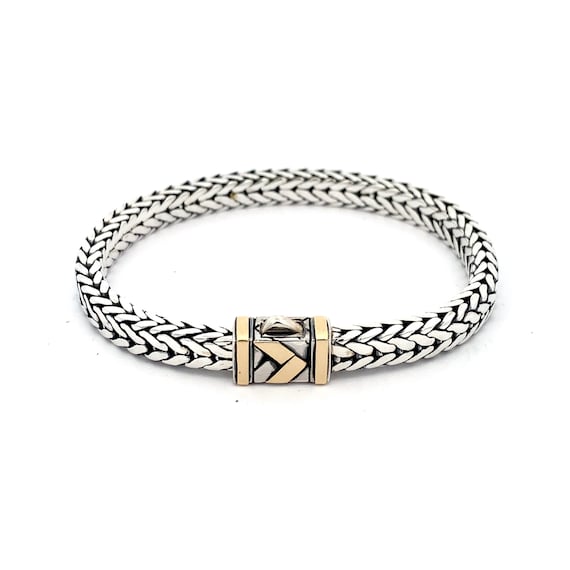 Garni 925 Sterling Silver and 14k Gold Handcrafted Wheat Link 