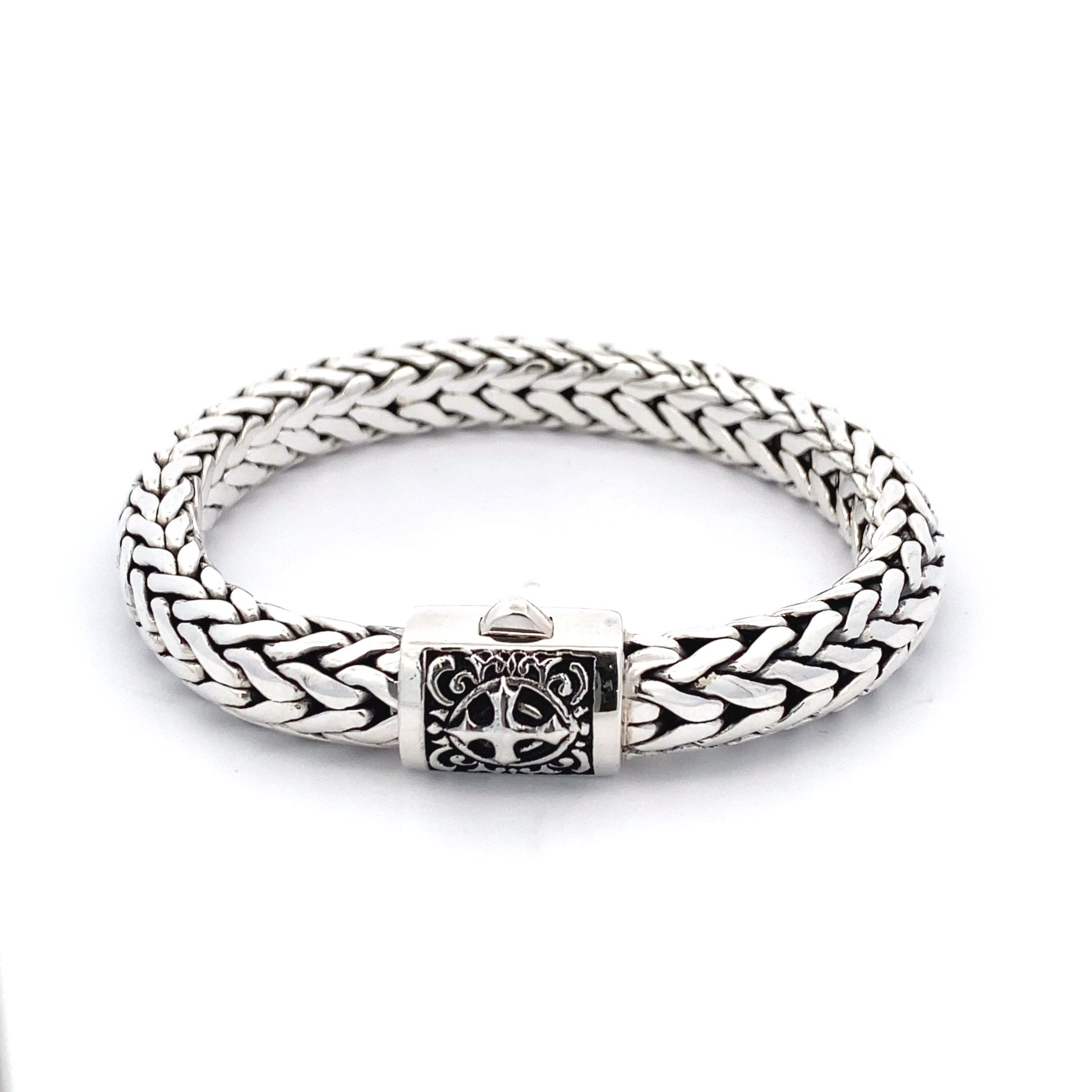 GARNI シルバー Mix Chain Bracelet Garni 925 Sterling Silver Handmade Men's Wheat Link Masis