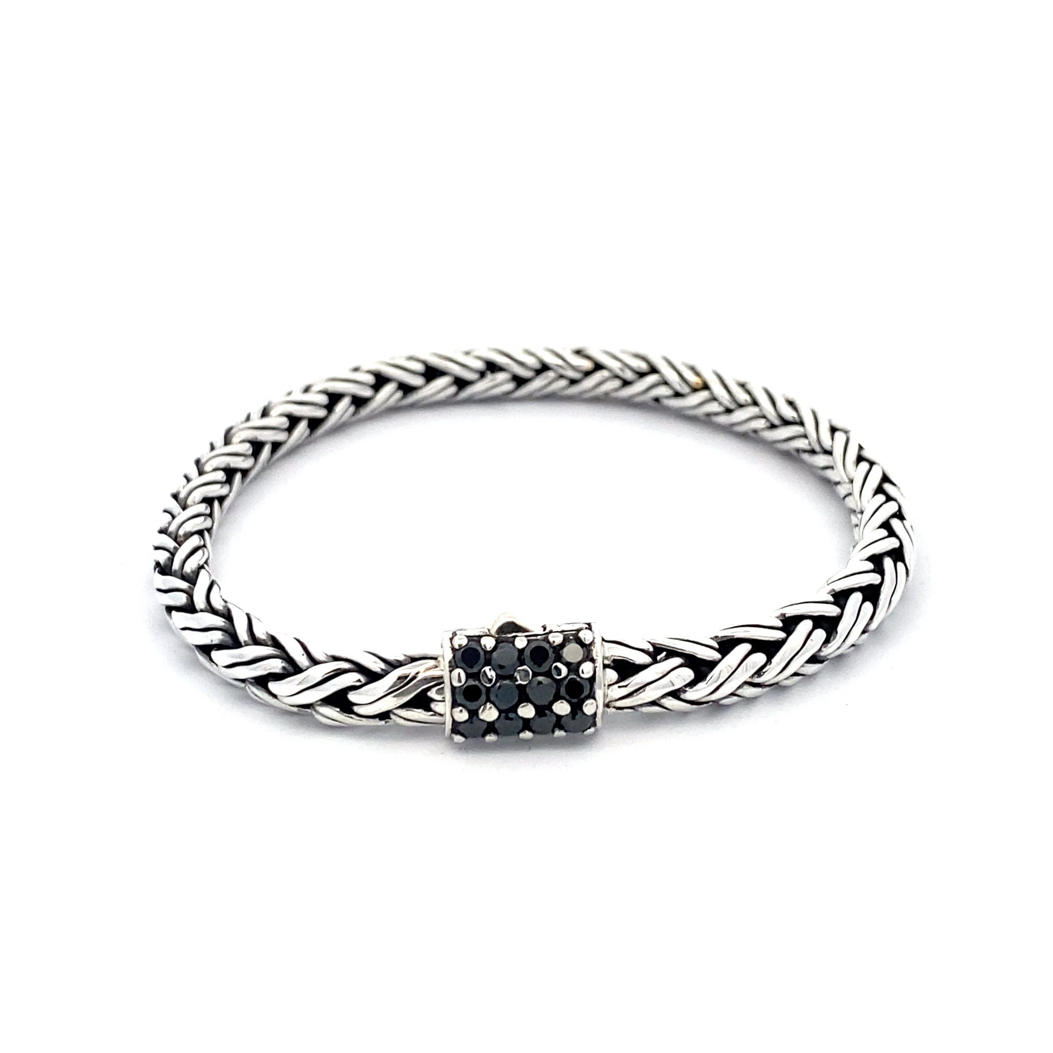 Garni 925 Sterling Silver and Black Spinel Handcrafted Cable 