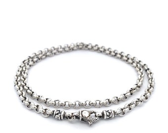 Garni 925 Handcrafted Sterling Silver Women's Wide Link Ani Necklace